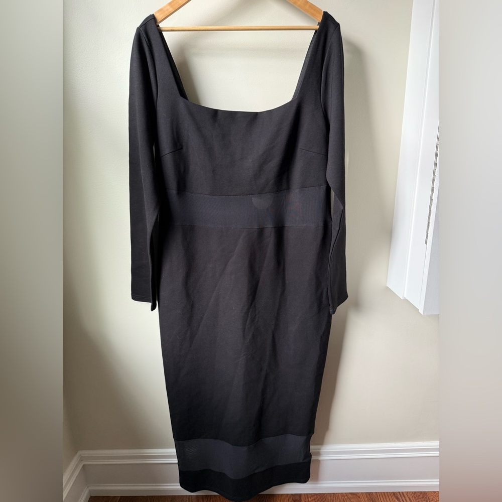 NWT REMI X REVOLVE Jamie Dress Midi Black Scuba‎ Stretch Bodycon Witchy 1X